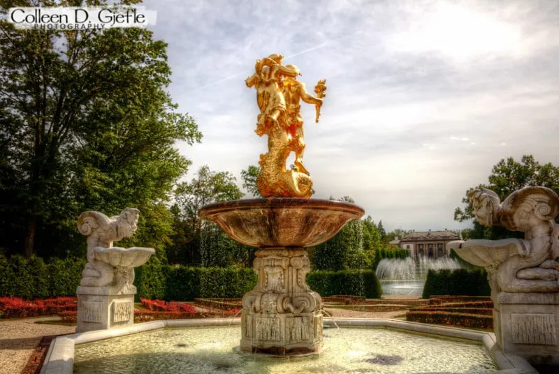 Nemours mansion estate fountain with golden statue